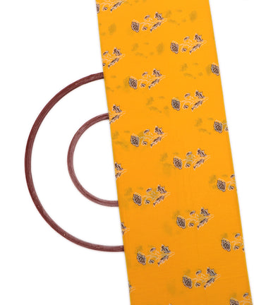 Yellow Colour Floral Print Cotton Fabric ( 1 Meter )